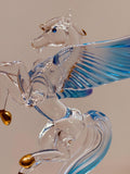 Celestial Pegasus Glass Figurine | Handcrafted Fantasy Decor with Crystal and Gold Accents