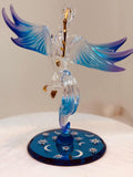 Celestial Pegasus Glass Figurine | Handcrafted Fantasy Decor with Crystal and Gold Accents