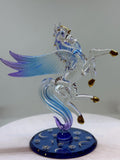 Celestial Pegasus Glass Figurine | Handcrafted Fantasy Decor with Crystal and Gold Accents