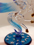 Celestial Pegasus Glass Figurine | Handcrafted Fantasy Decor with Crystal and Gold Accents