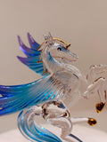 Celestial Pegasus Glass Figurine | Handcrafted Fantasy Decor with Crystal and Gold Accents