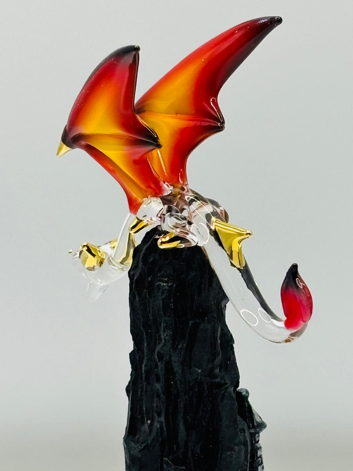 Dragon Castle Figurine Fantasy Decor Gothic Black Mountain Mythical Creature Gift Display