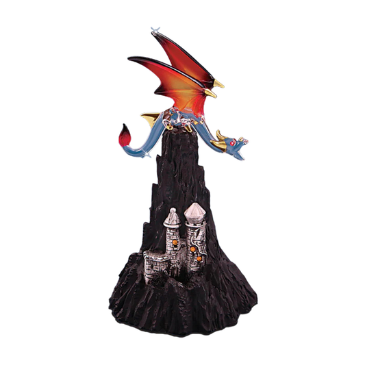 Castle Mountain Dragon Figurine – Handcrafted Glass Fantasy Decor