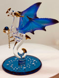 Dragon with Stars Figurine Blue Glass Dragon with Crystals & 22Kt Gold