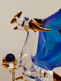 Dragon with Stars Figurine Blue Glass Dragon with Crystals & 22Kt Gold