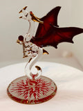 Dragon with Fire Figurine Handcrafted Glass Dragon Collectible