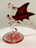 Dragon with Fire Figurine Handcrafted Glass Dragon Collectible