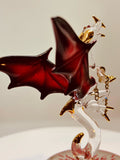 Dragon with Fire Figurine Handcrafted Glass Dragon Collectible