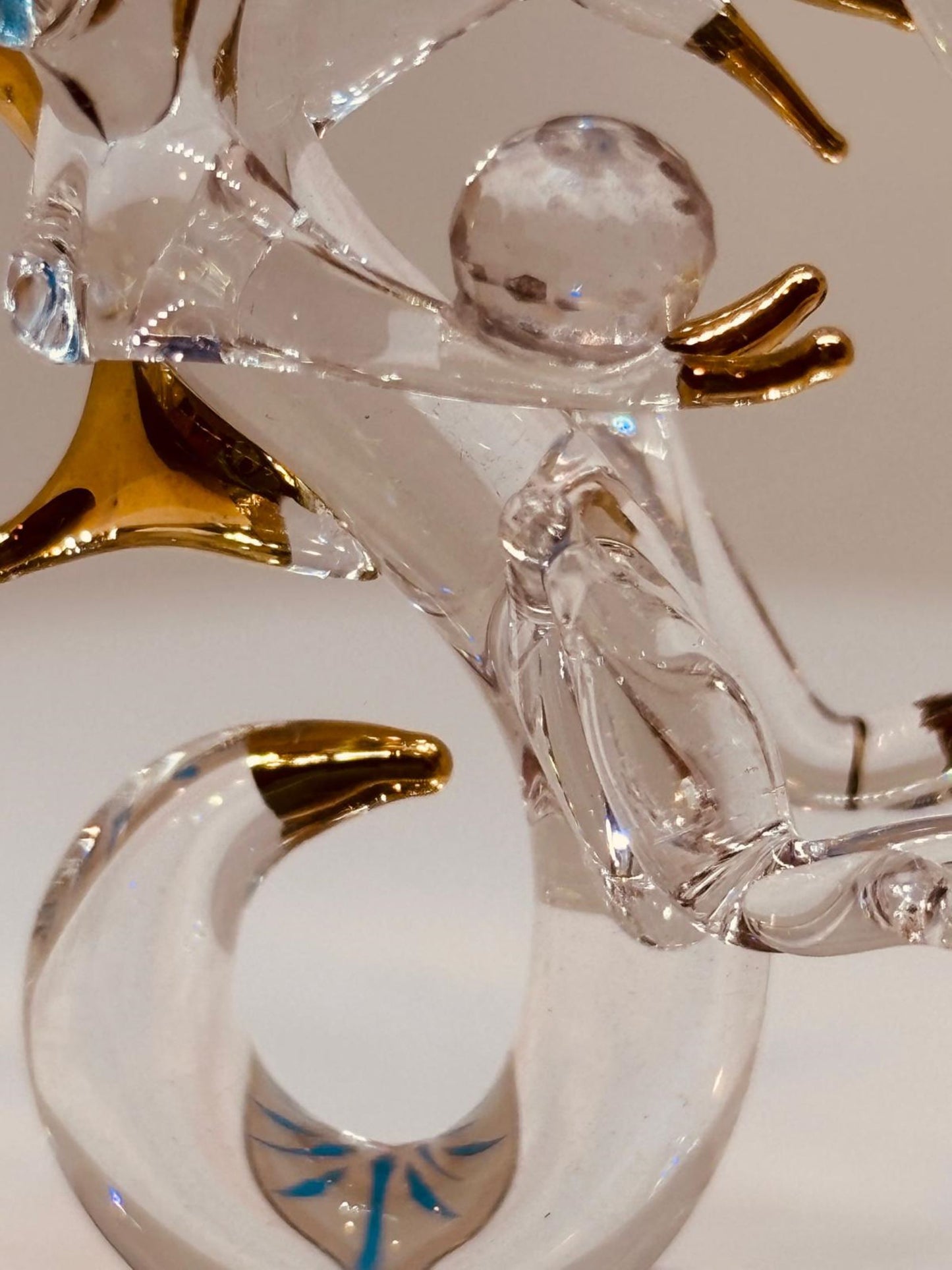 Jewel Keeper Dragon Glass Figurine | Handcrafted Fantasy Decor with Crystal Gem