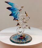 Jewel Keeper Dragon Figurine Handcrafted Glass Dragon with Gem and Crystals
