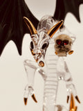 Skull Crusher Dragon Glass Figurine | Handcrafted Fantasy Decor with Skull
