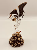 Skull Crusher Dragon Glass Figurine | Handcrafted Fantasy Decor with Skull