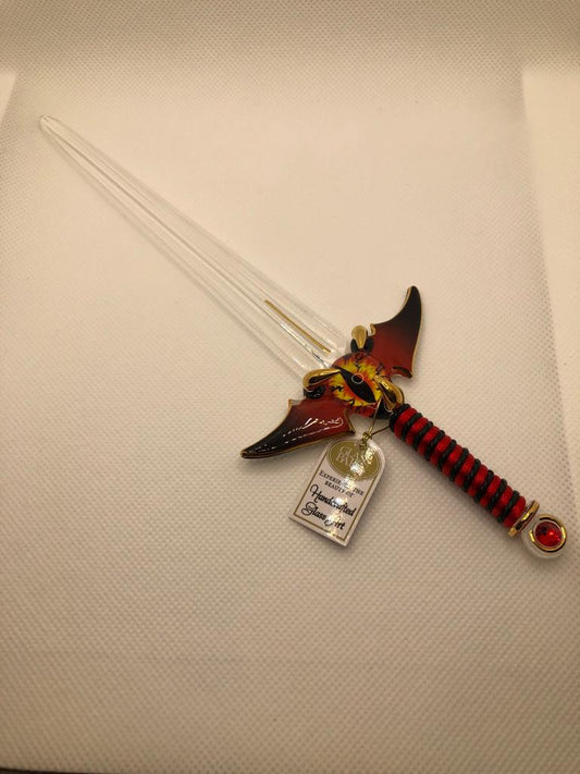 Glass Baron Sword Dragon Figurine with Crystal Accents