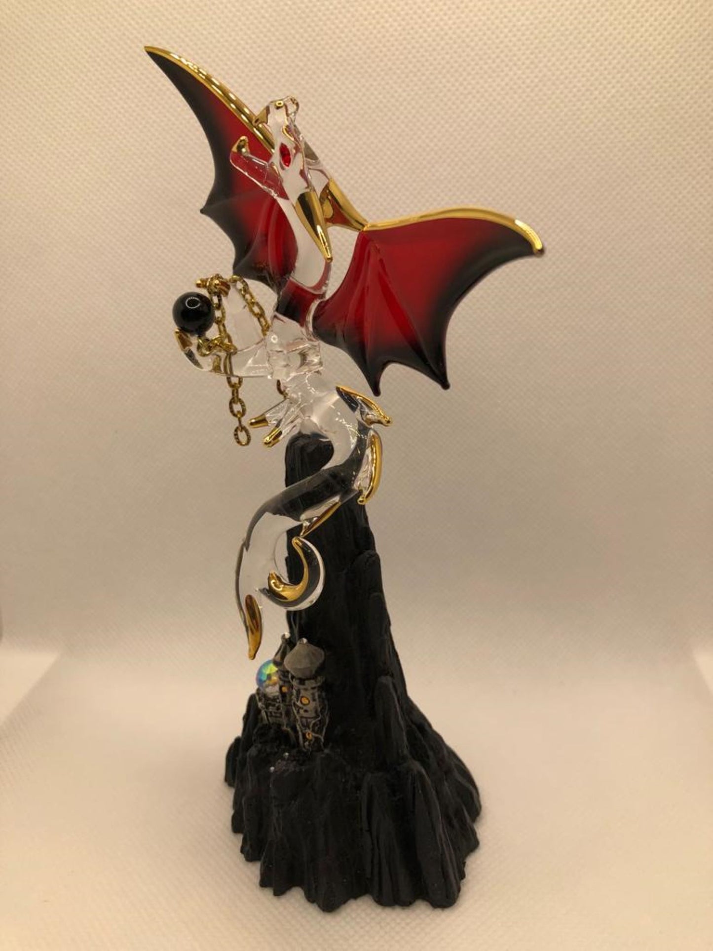 Castle Mountain Dragon Figurine | Glass Fantasy Dragon Collectible