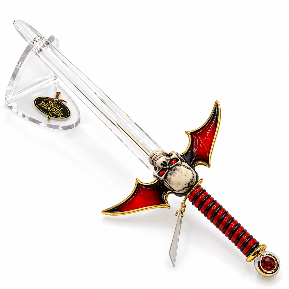 Skull Sword Figurine, Handcrafted Fantasy Sword Decor, Gothic Collector Gift
