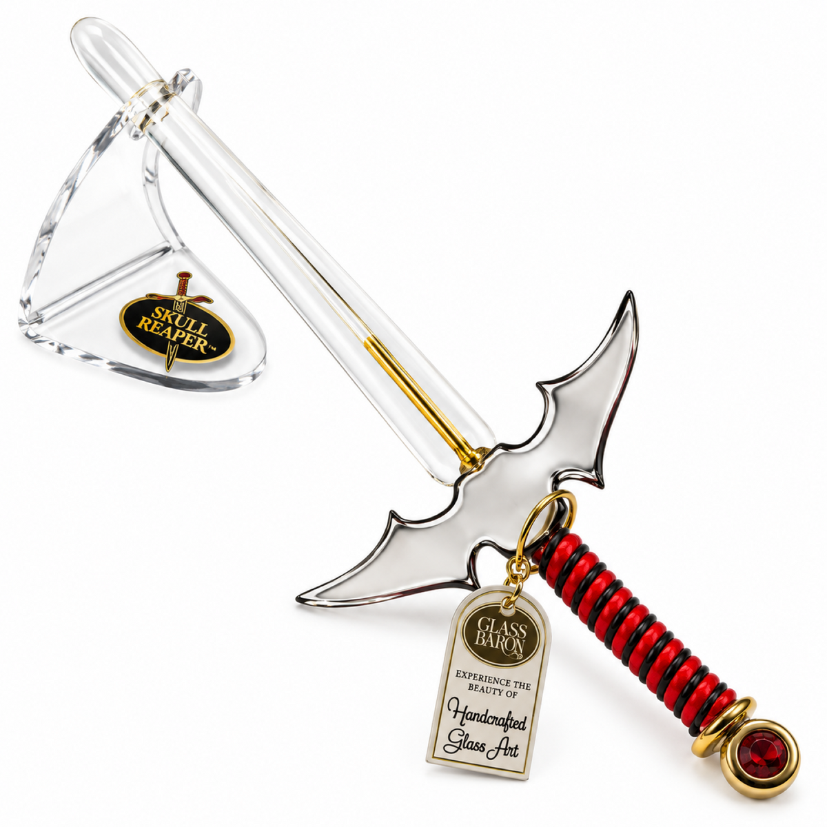 Skull Sword Figurine, Handcrafted Fantasy Sword Decor, Gothic Collector Gift