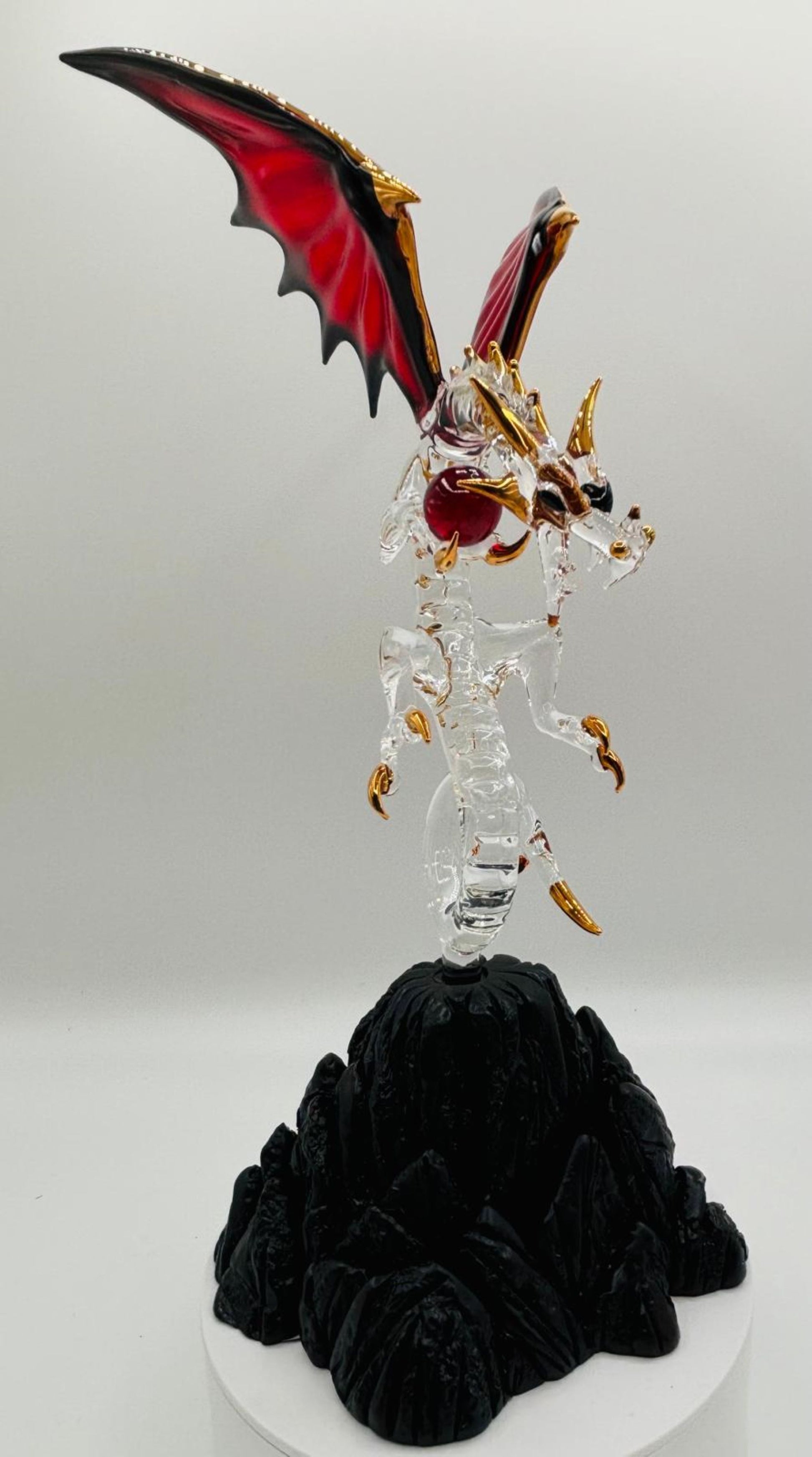 Glass dragon figurine for themed room or gaming décor