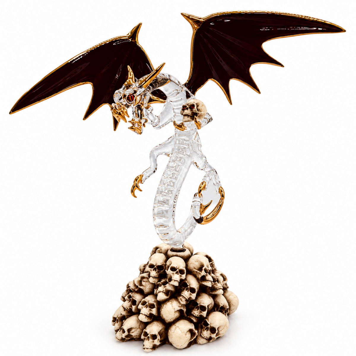 Dragon Holding Skull Figurine, Gothic Fantasy Decor, Dragon Lover Gift