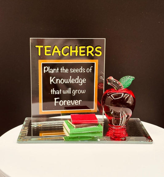 Teacher Apple Figurine | Glass Teacher Gift with Inspirational Message