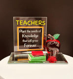 Teacher Apple Figurine | Glass Teacher Gift with Inspirational Message