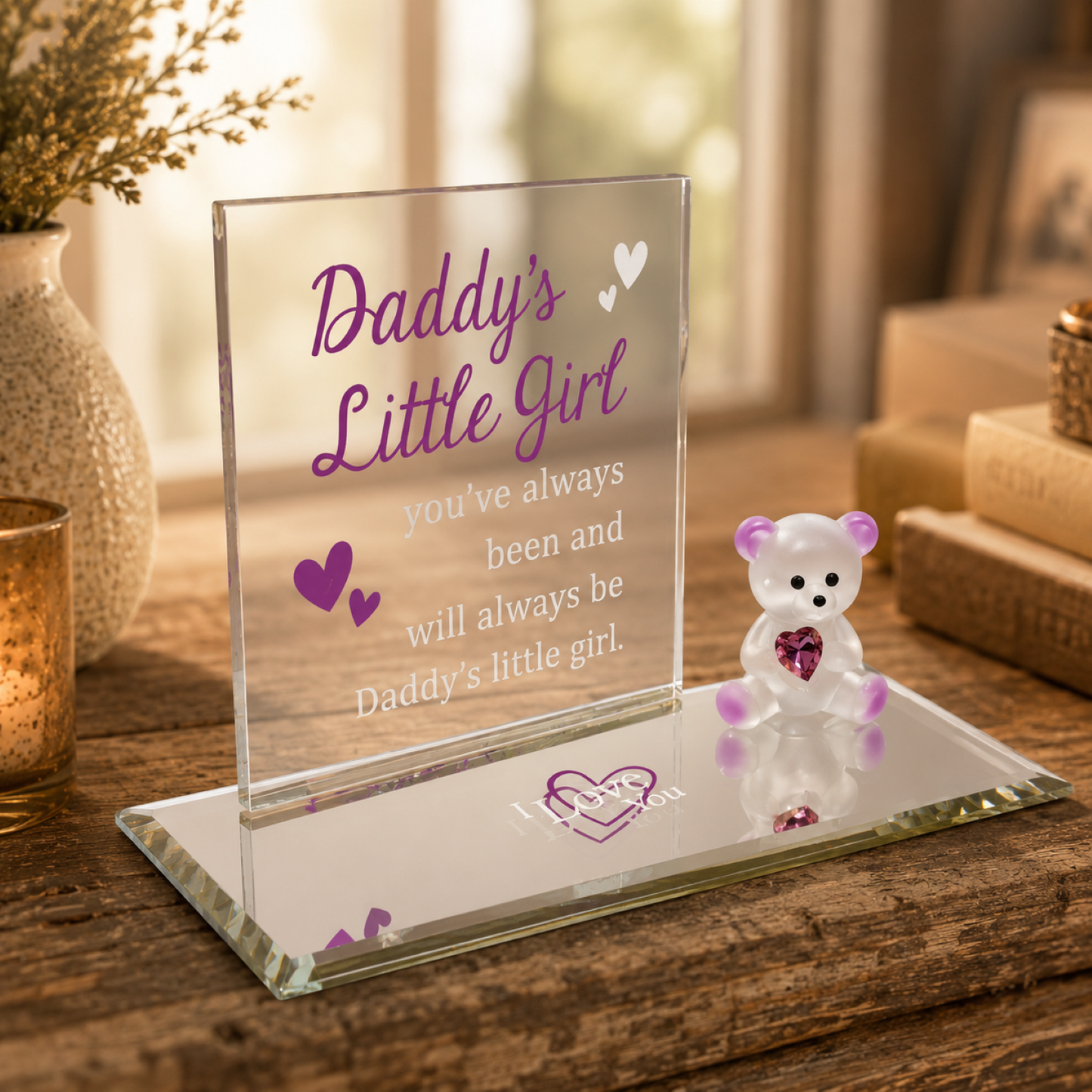 Daddy’s Little Girl Bear Glass Figurine | Handcrafted Gift for Daughter