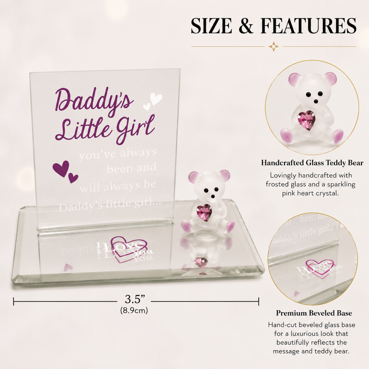 Daddy’s Little Girl Bear Glass Figurine | Handcrafted Gift for Daughter