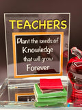 Teacher Apple Figurine | Glass Teacher Gift with Inspirational Message
