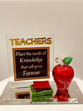 Teacher Apple Figurine | Glass Teacher Gift with Inspirational Message