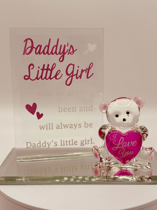 Daddy’s Little Girl Glass Bear Figurine Gift for Daughter