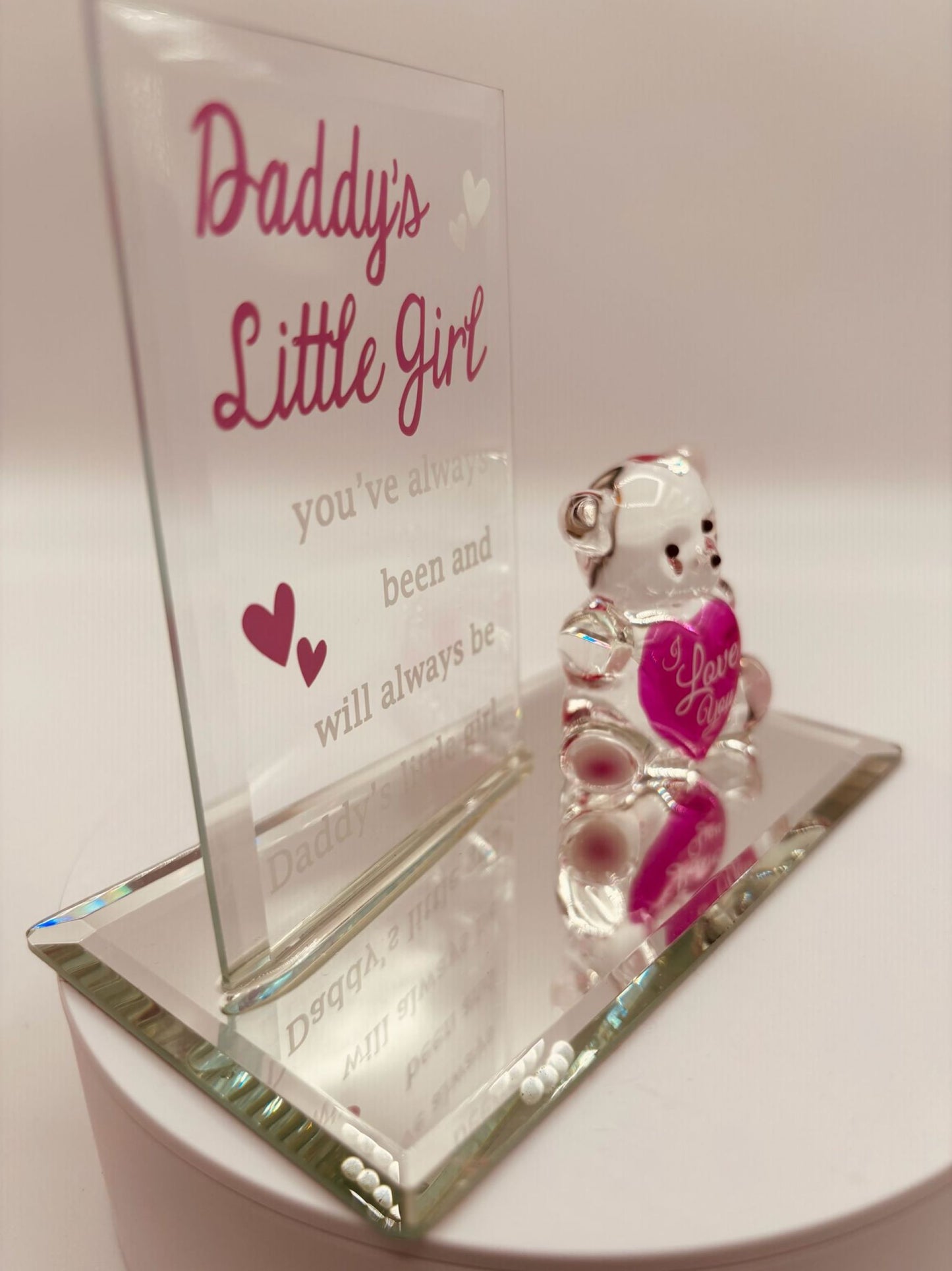 Daughter Gift from Dad | Daddy's Little Girl Bear Glass Figurine