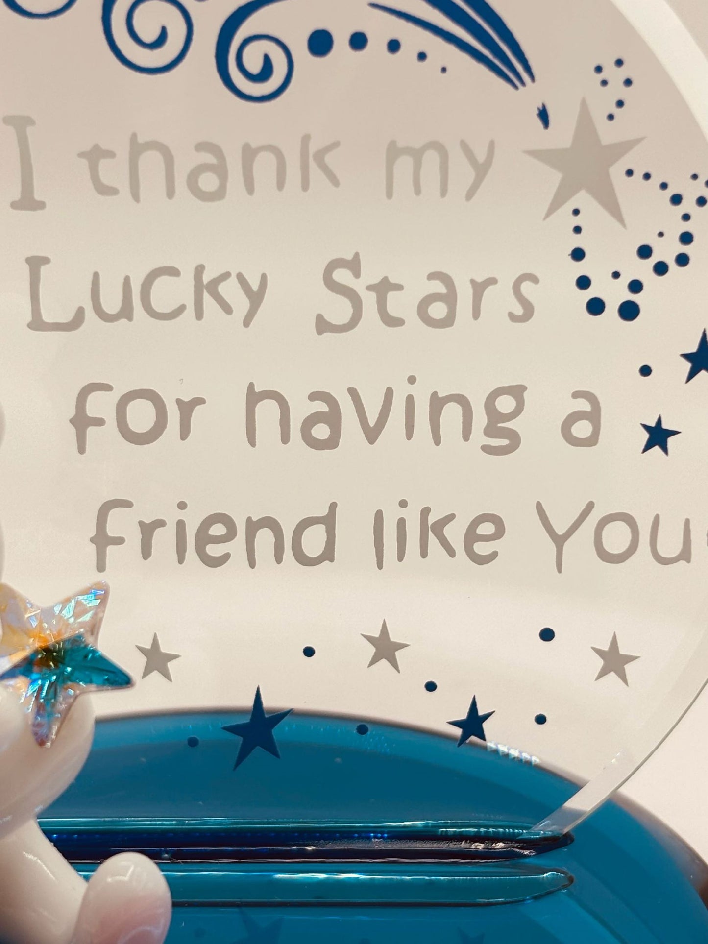 Lucky Stars Friendship Bear Glass Figurine | Handcrafted Gift for Best Friend