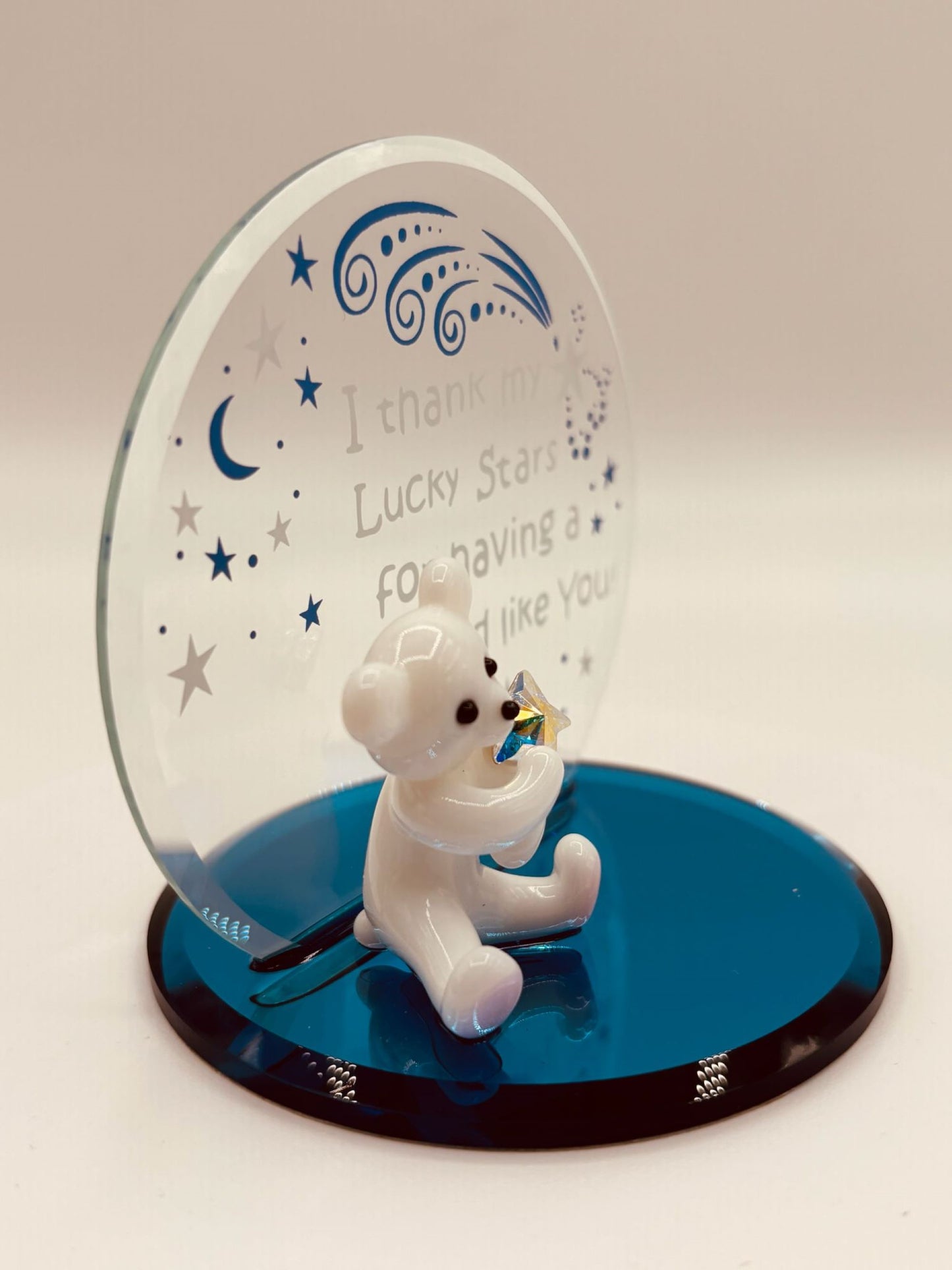 Lucky Stars Friendship Bear Glass Figurine | Handcrafted Gift for Best Friend