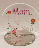 Mom I Love You Bear Figurine | Handcrafted Glass Mom Gift