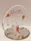 Mom I Love You Bear Figurine | Handcrafted Glass Mom Gift