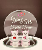 You & Me Bear Figurine | Handcrafted  Glass Teddy Bears Love Gift with Hearts