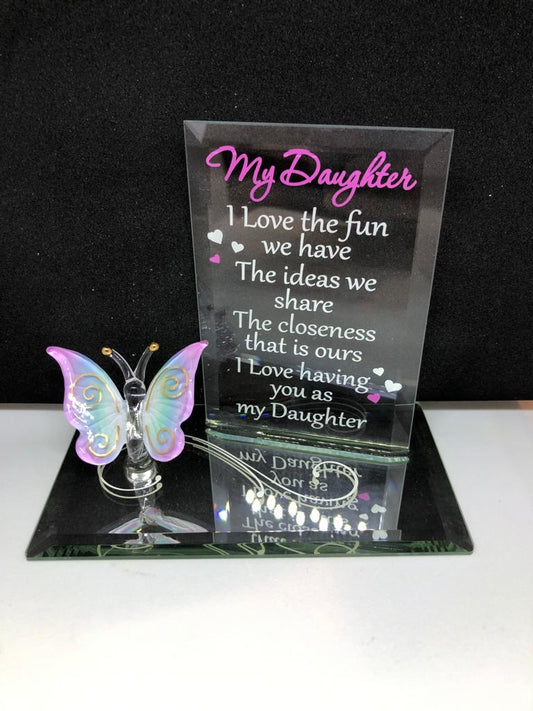 My Daughter Figurine, Handmade Glass Butterfly, Daughter's Gift, Daughter Birthday Gift, Daughter Christmas Gift, Home Decoration