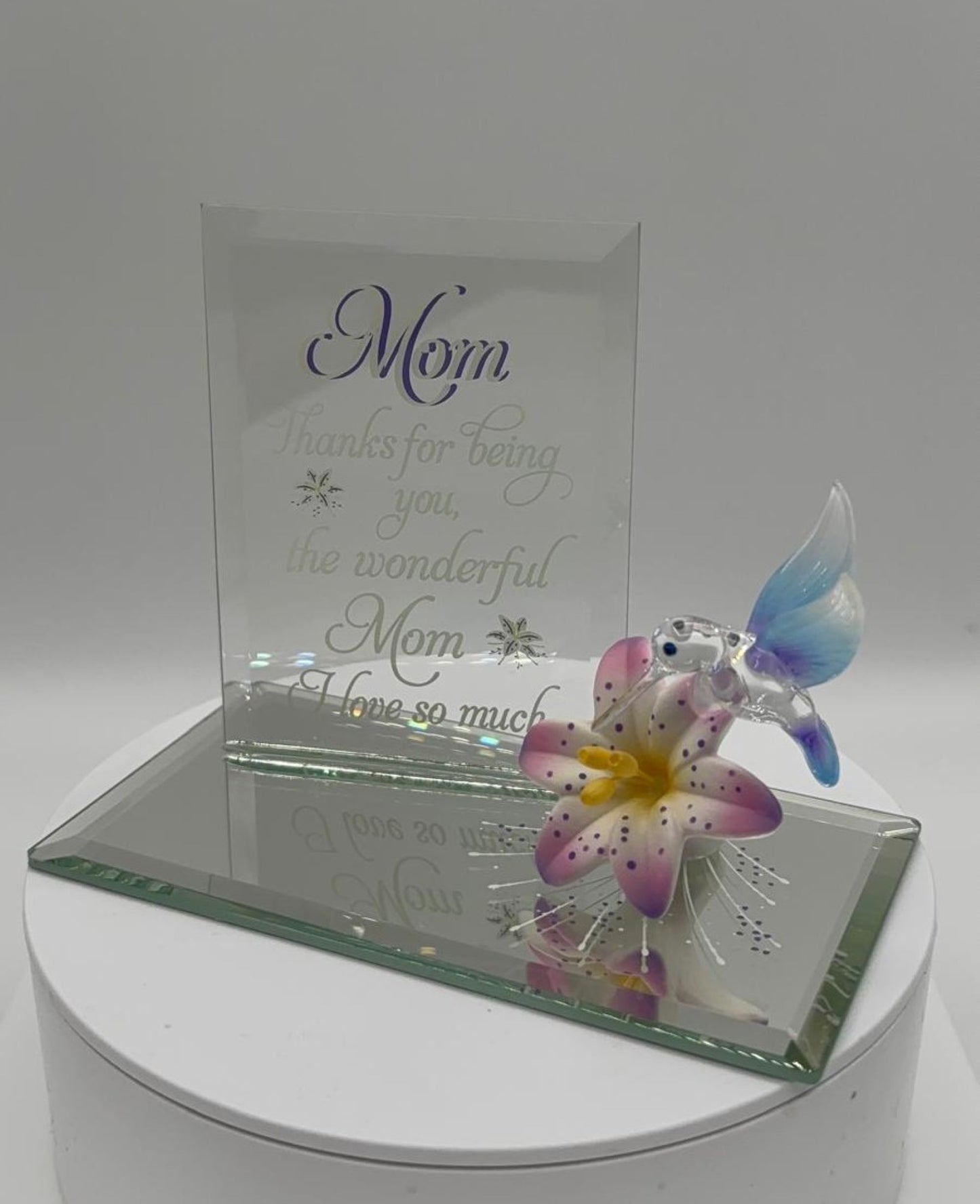 Mom Hummingbird Glass Figurine Mothers Day Gift Appreciation Decor