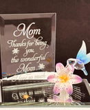 Hummingbird Wonderful Mom Figurine | Handcrafted Glass Mom Gift