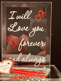 Rose “Forever & Always” Figurine | Glass Love Message Display Décor