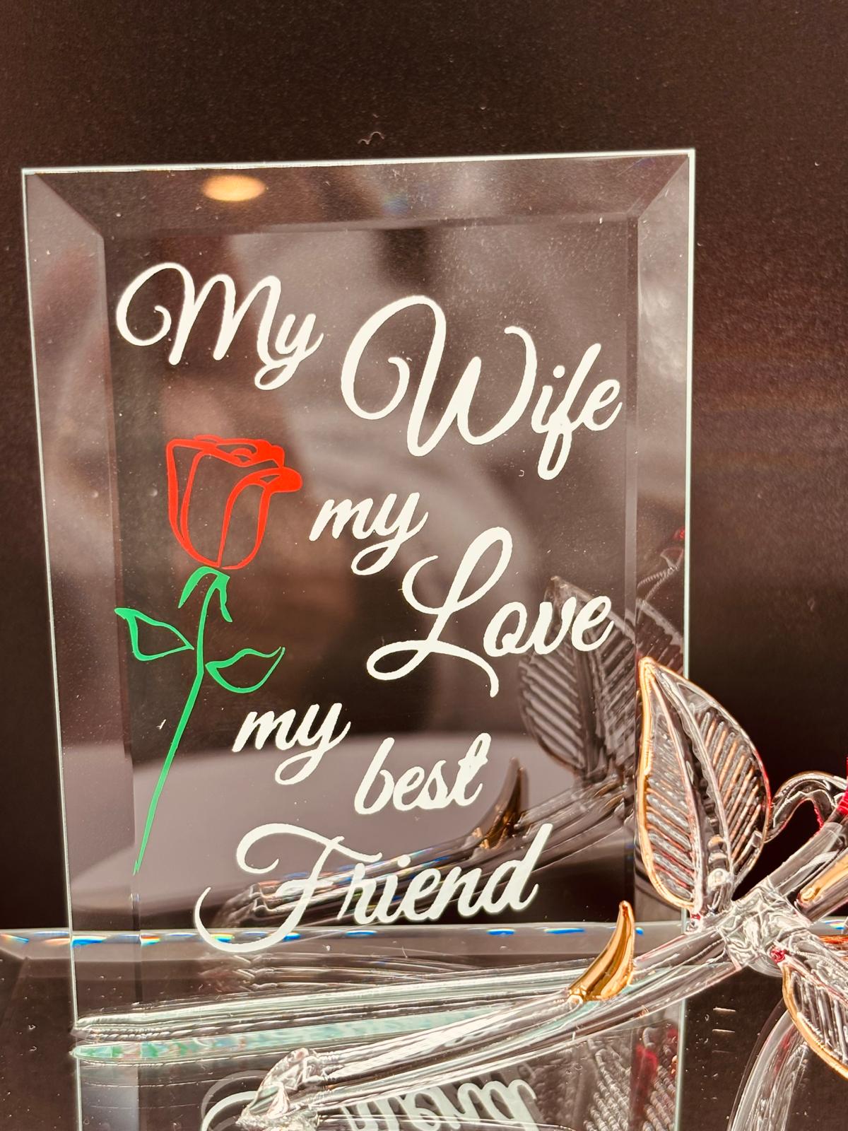 Wife Rose Glass Figurine Gift | Romantic Love  Anniversary Decor