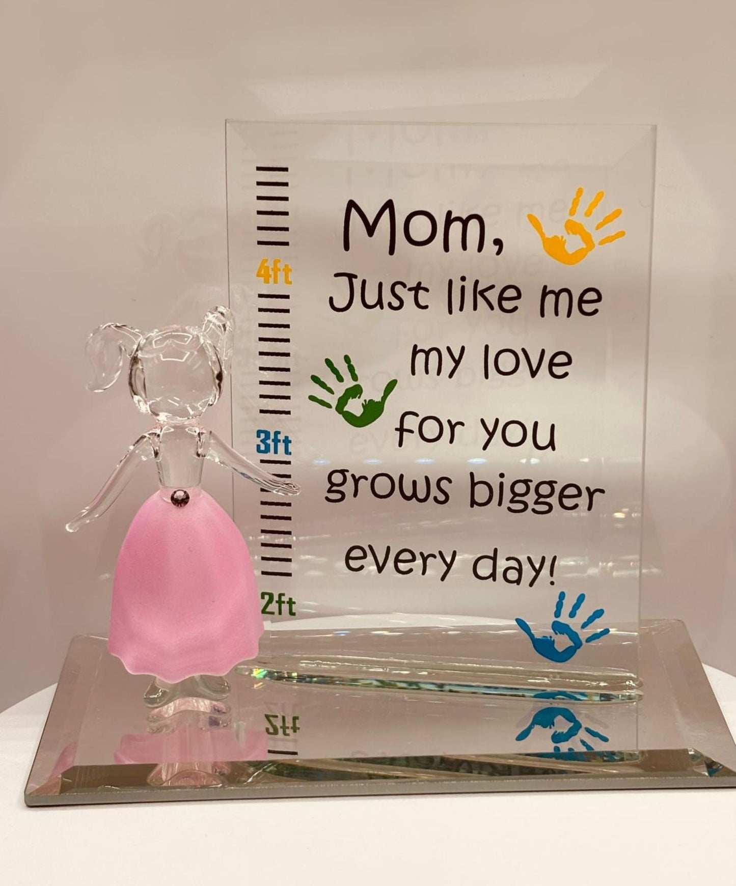 mom glass figurine gift with love quote pink dress decoration mother's day gift from daughter son