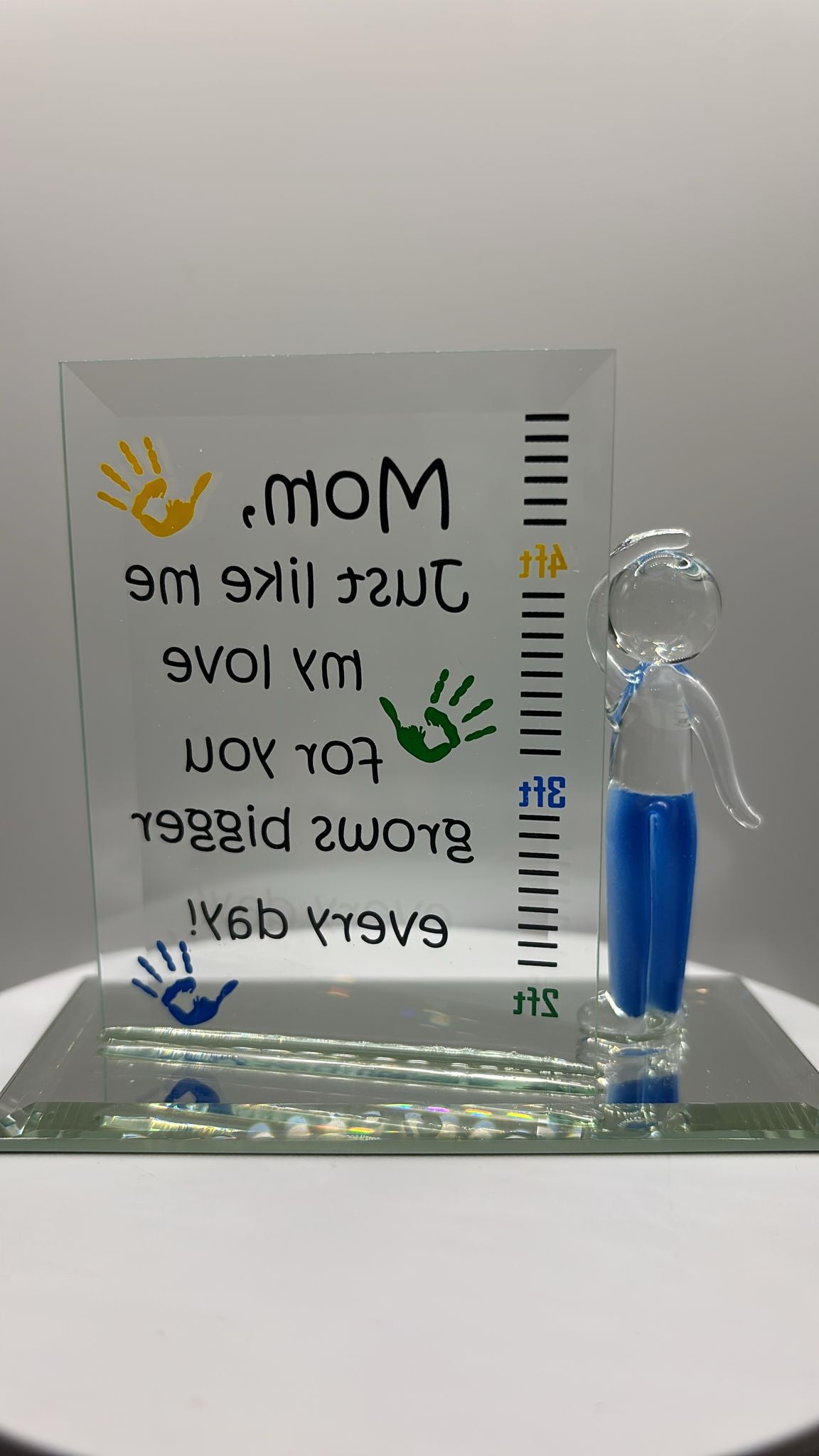 Son Growth Chart Figurine | Glass Mother and Son Love Gift