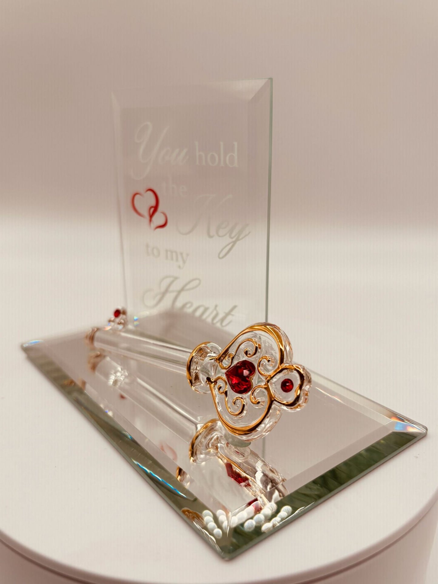 Romantic Glass Key Gift for Her | Key to My Heart Love Figurine Decor