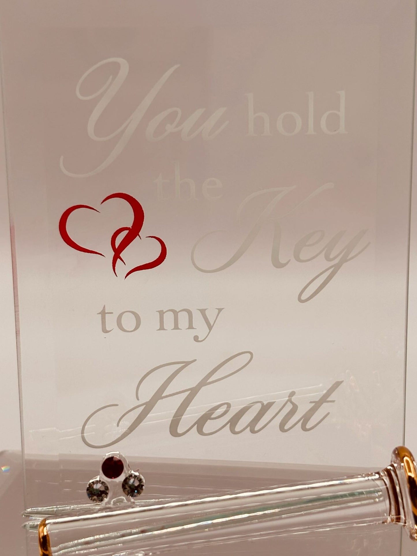 Romantic Glass Key Gift for Her | Key to My Heart Love Figurine Decor