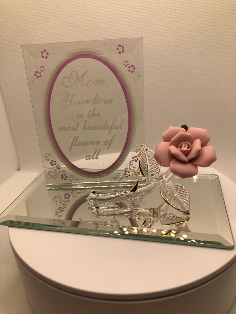 Glass Baron Porcelain Rose  Mom's Gift Figurine with 22Kt Gold Accents