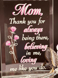 “Believing in Me” Rose Figurine | Mom Appreciation Glass Gift Décor