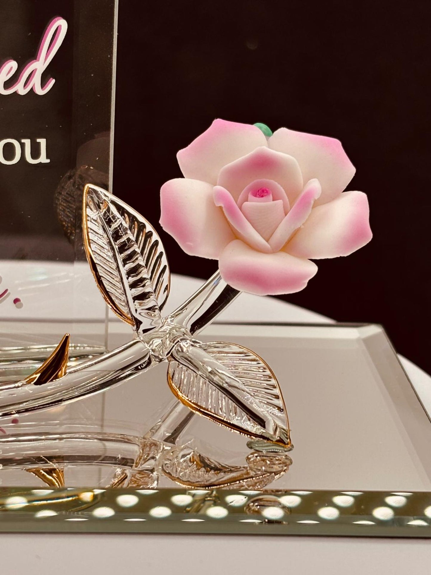 “I’m Blessed” Rose Figurine | Mom Appreciation Glass Gift Décor