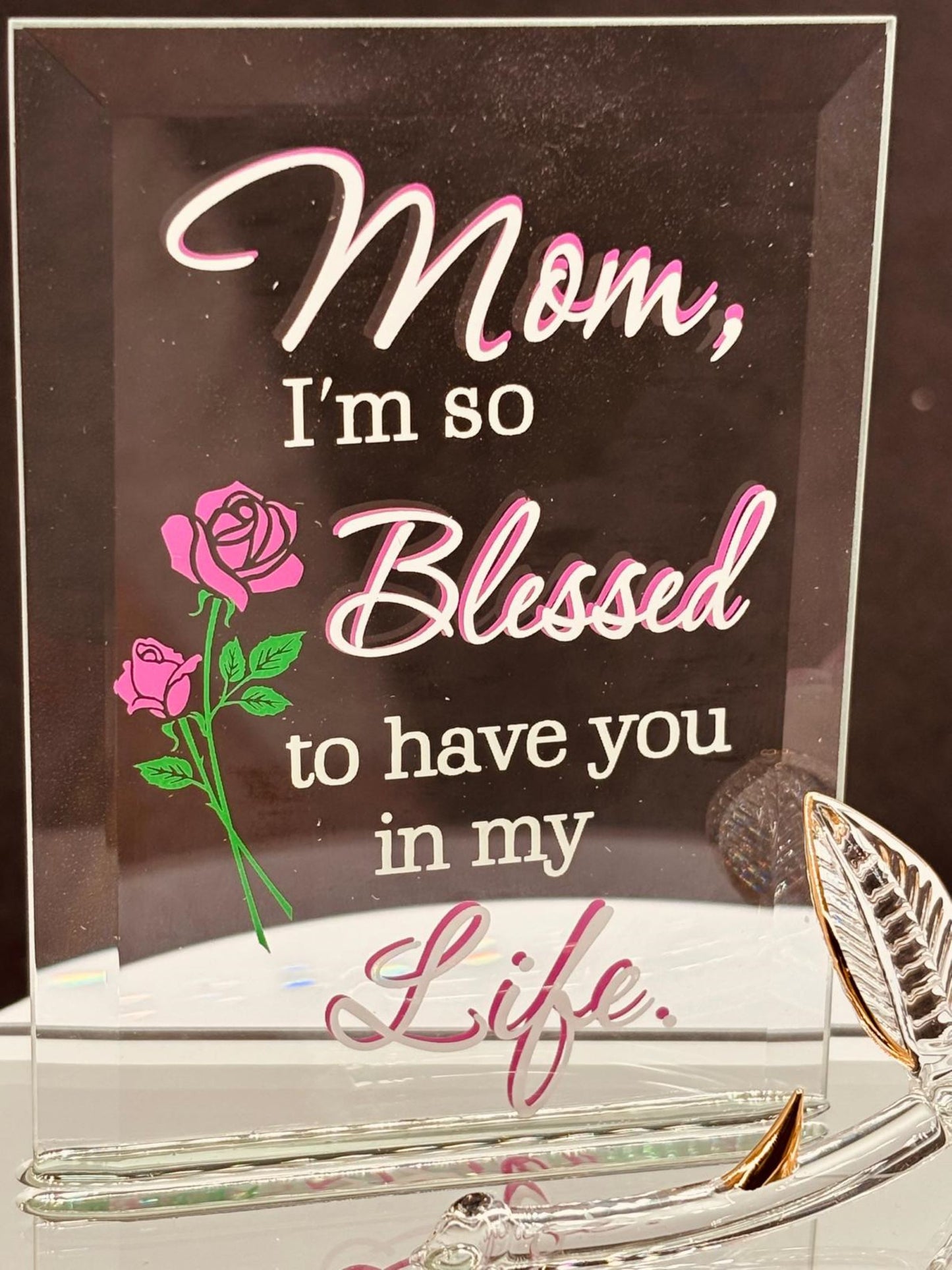 “I’m Blessed” Rose Figurine | Mom Appreciation Glass Gift Décor