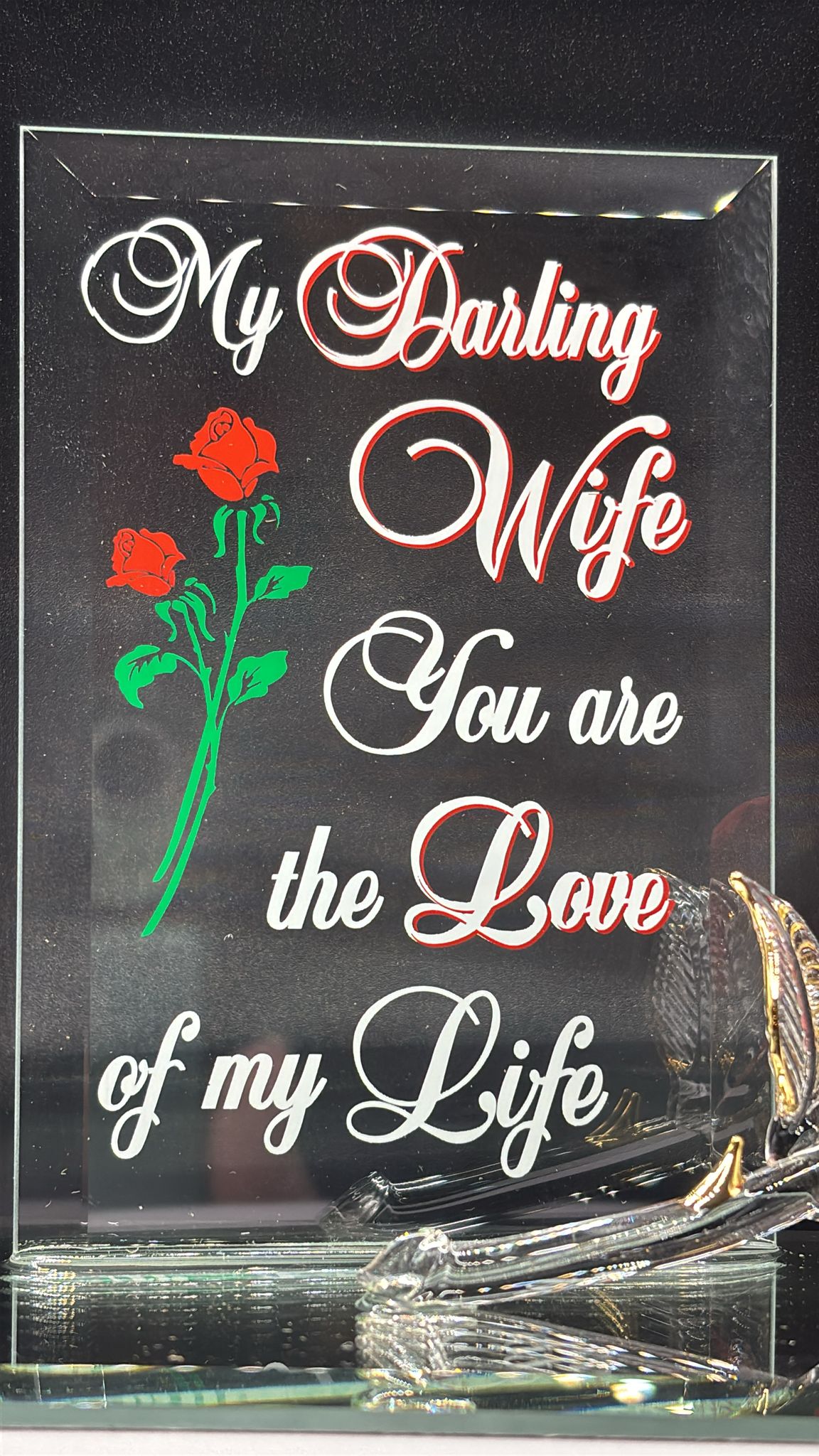 My Darling Wife Rose Figurine | Glass Love Gift for Wife