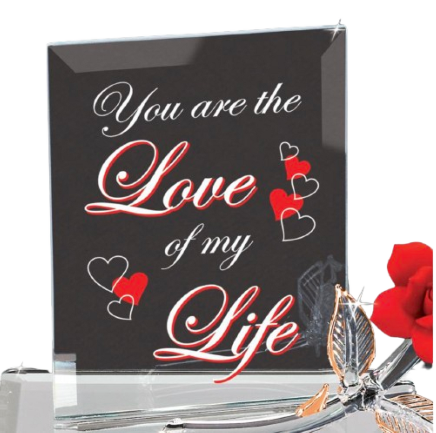Romantic Rose Gift for Wife Girlfriend  Love of My Life Handcrafted Glass Decor